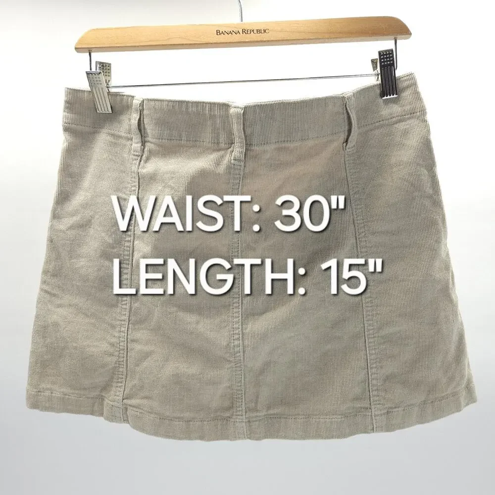 Forever 21 Corduroy‎ Mini Skirt 30 M Nude Stretch Button Preppy Twee Y2K 70s